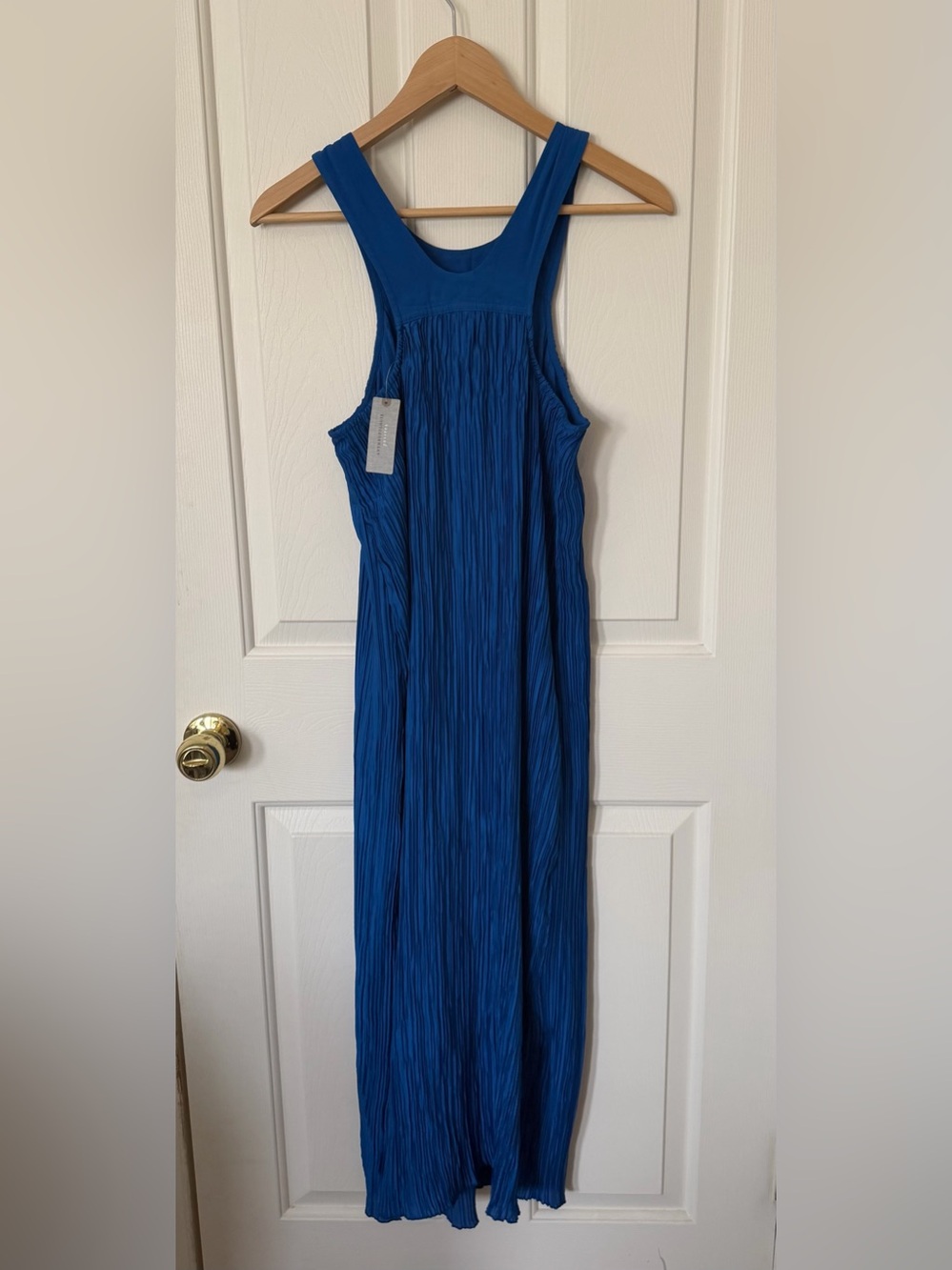 Anthropologie Electric Blue Pleated Maxi Dress - Picture 4 of 9